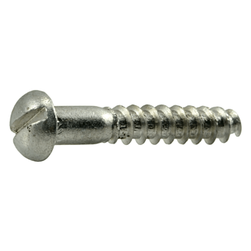 #8 x 1" Slotted Round Head, Wood Screw, Aluminum
