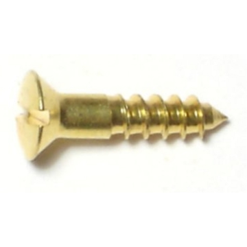 #4 x 1/2" Slotted Oval Head, Wood Screw, Brass 