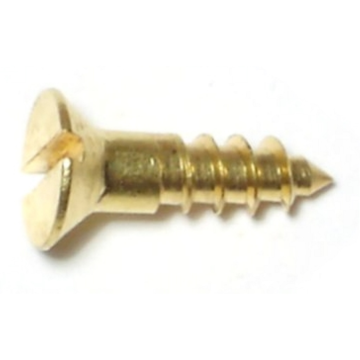 #6 x 1/2" Slotted Oval Head, Wood Screw, Brass 