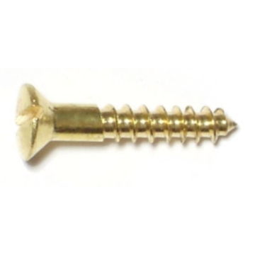 #4 x 5/8" Slotted Oval Head, Wood Screw, Brass 