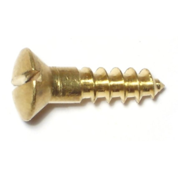 #10 x 3/4" Slotted Oval Head, Wood Screw, Brass 