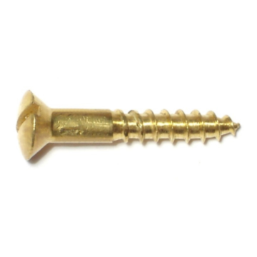 #8 x 1" Slotted Oval Head, Wood Screw, Brass 