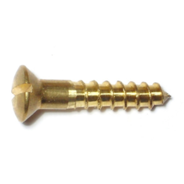 #10 x 1" Slotted Oval Head, Wood Screw, Brass 