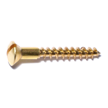 #8 x 1-1/4" Slotted Oval Head, Wood Screw, Brass 