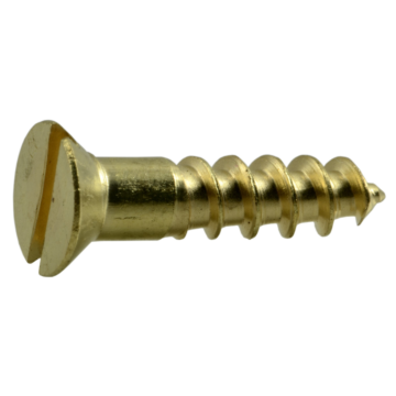 #8 x 3/4" Slotted Flat Head, Wood Screw, Brass 