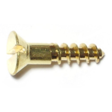 #8 x 7/8" Slotted Flat Head, Wood Screw, Brass 