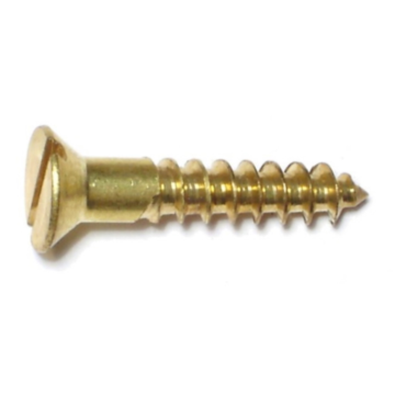 #8 x 1" Slotted Flat Head, Wood Screw, Brass 