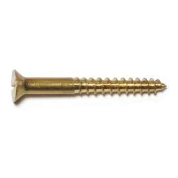 #8 x 1-1/2" Slotted Flat Head, Wood Screw, Brass 