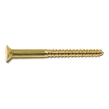 #8 x 2" Slotted Flat Head, Wood Screw, Brass 