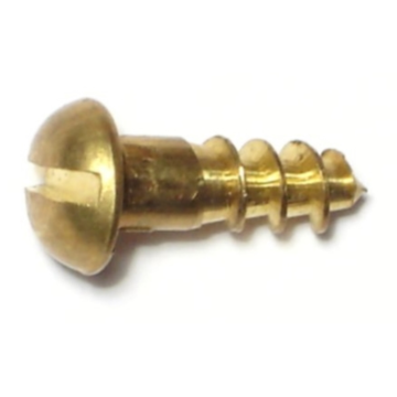 #8 x 1/2" Slotted Round Head, Wood Screw, Brass 