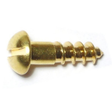 #8 x 5/8" Slotted Round Head, Wood Screw, Brass 