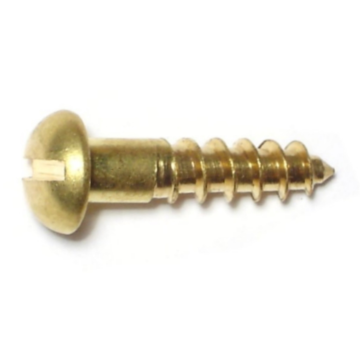 #8 x 3/4" Slotted Round Head, Wood Screw, Brass 
