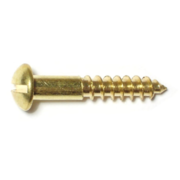 #8 x 1" Slotted Round Head, Wood Screw, Brass 