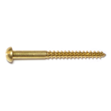 #8 x 2" Slotted Round Head, Wood Screw, Brass 