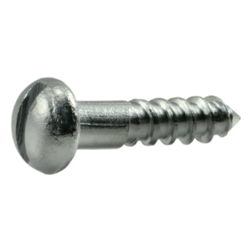 #4 x 1/2" Slotted Round Head, Wood Screw, Chrome 