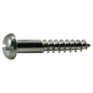 #8 x 1" Slotted Round Head, Wood Screw, Chrome 