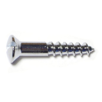 #8 x 3/4" Slotted Oval Head, Wood Screw, Chrome 