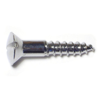 #8 x 1" Slotted Oval Head, Wood Screw, Chrome 