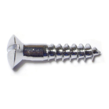 #10 x 1" Slotted Oval Head, Wood Screw, Chrome 