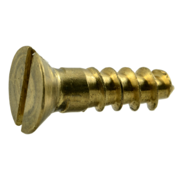#6 x 1" Slotted Flat Head, Wood Screw, Brass 