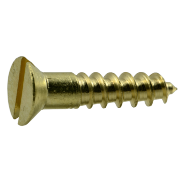 #6 x 5" Slotted Flat Head, Wood Screw, Brass 