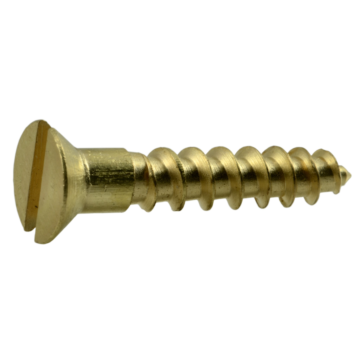#6 x 3" Slotted Flat Head, Wood Screw, Brass 