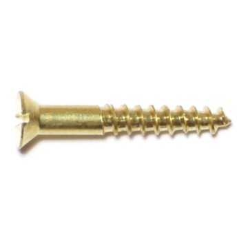 #6 x 1" Slotted Flat Head, Wood Screw, Brass 
