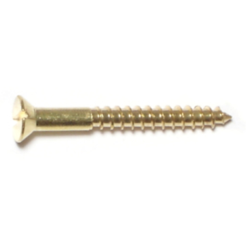 #6 x 1-1/4" Slotted Flat Head, Wood Screw, Brass 