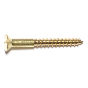 #6 x 1-1/2" Slotted Flat Head, Wood Screw, Brass 