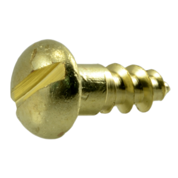 #6 x 3/8" Slotted Round Head, Wood Screw, Brass 