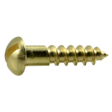 #6 x 5/8" Slotted Round Head, Wood Screw, Brass 