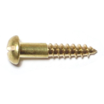 #6 x 3/4" Slotted Round Head, Wood Screw, Brass 