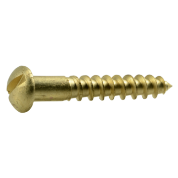 #6 x 7/8" Slotted Round Head, Wood Screw, Brass 