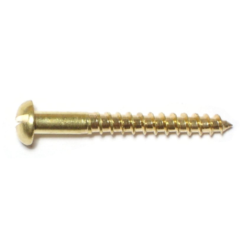 #6 x 1-1/4" Slotted Round Head, Wood Screw, Brass 