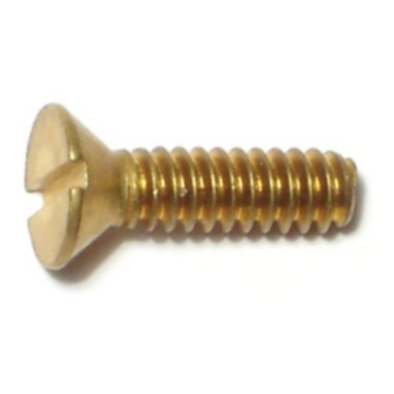 6-32 x 1/2" Slotted Flat Head, Machine Screw, Brass 