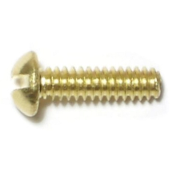 6-32 x 1/2" Slotted Round Head, Machine Screw, Brass 