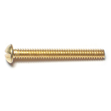 6-32 x 1-1/4" Slotted Round Head, Machine Screw, Brass 