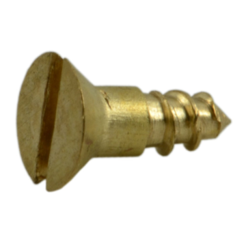 #2 x 1/4" Slotted Flat Head, Wood Screw, Brass 