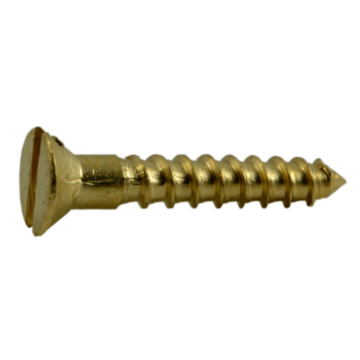#2 x 1/2" Slotted Flat Head, Wood Screw, Brass 
