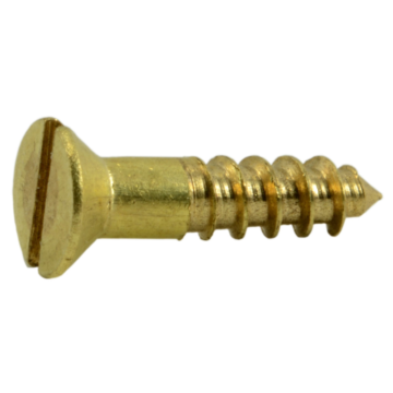 #4 x 1/2" Slotted Flat Head, Wood Screw, Brass 