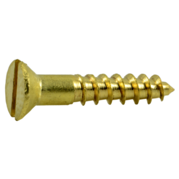 #4 x 5/8" Slotted Flat Head, Wood Screw, Brass 