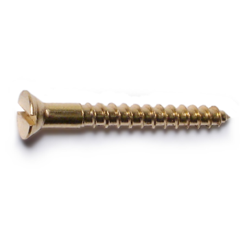 #4 x 1" Slotted Flat Head, Wood Screw, Brass 