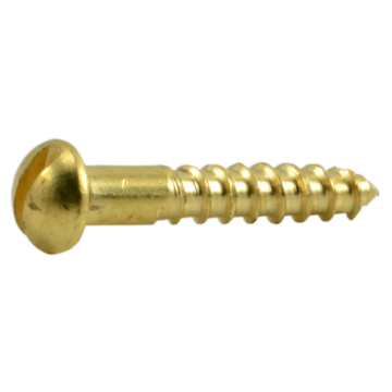 #2 x 1/2" Slotted Round Head, Wood Screw, Brass 