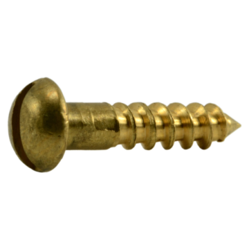 #4 x 1/2" Slotted Round Head, Wood Screw, Brass 