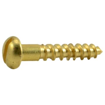 #4 x 5/8" Slotted Round Head, Wood Screw, Brass 