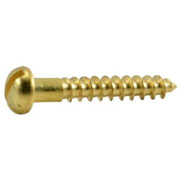 #4 x 3/4" Slotted Round Head, Wood Screw, Brass 
