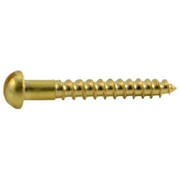 #4 x 7/8" Slotted Round Head, Wood Screw, Brass 