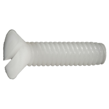 10-24 x 1" Slotted Flat Head, Machine Screw, Nylon 