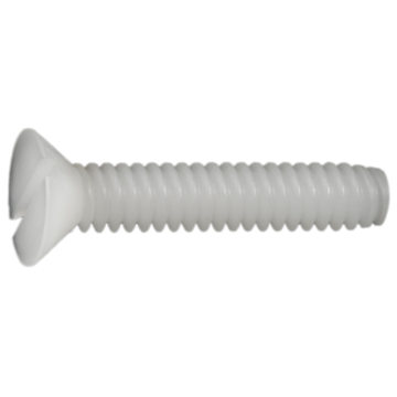 1/4"-20 x 1" Slotted Flat Head, Machine Screw, Nylon 