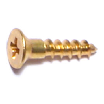 #4 x 1/2" Slotted Flat Head, Wood Screw, Brass 